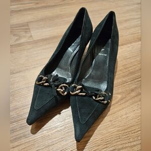 PRADA Dark Green Heels with Chain Accent Size 39 (US 9) Authentic